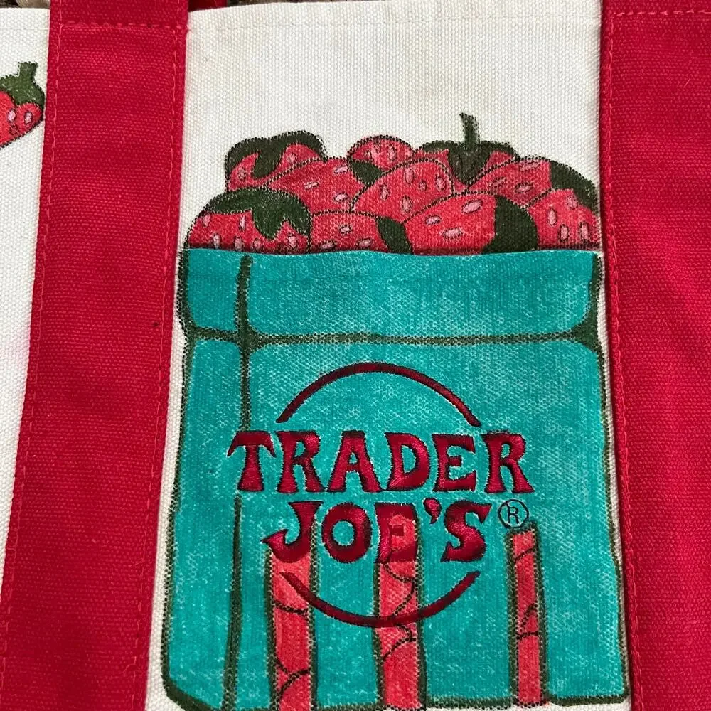 Trader Joe's Mini Canvas Tote Hand Painted Strawberry Coffee Mug Hearts Custom